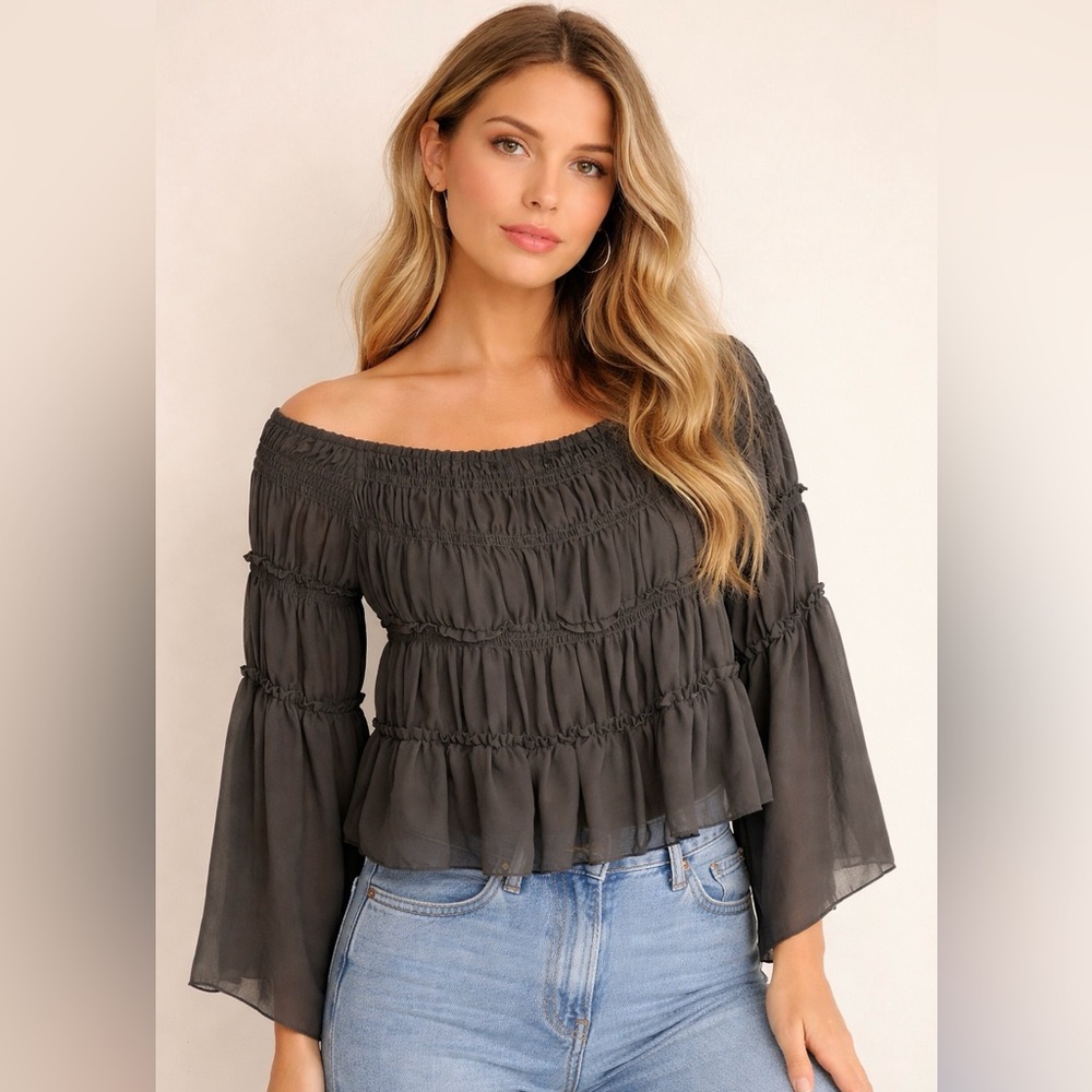 CATO Established 1946 Off-Shoulder Smocked Blouse